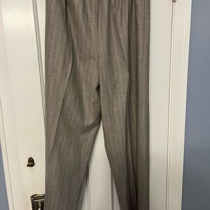Shamask Cashmere Blend Pint Stripe Gray Pull on Straight Leg Pants
